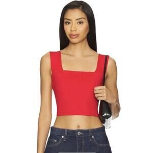 Susana Monaco Red Wide Strap Tank Top Womens Large Stretch Knit